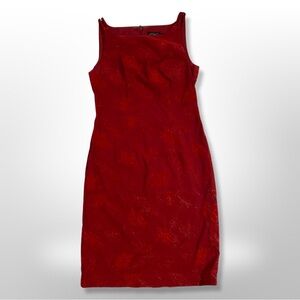 SOLD 1990s Elegant Deep Red CDC Sleeveless Cocktail Dress